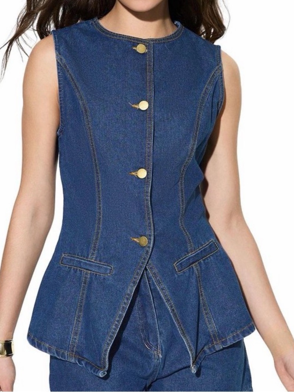 NWOT Button Down Denim Vest Top
